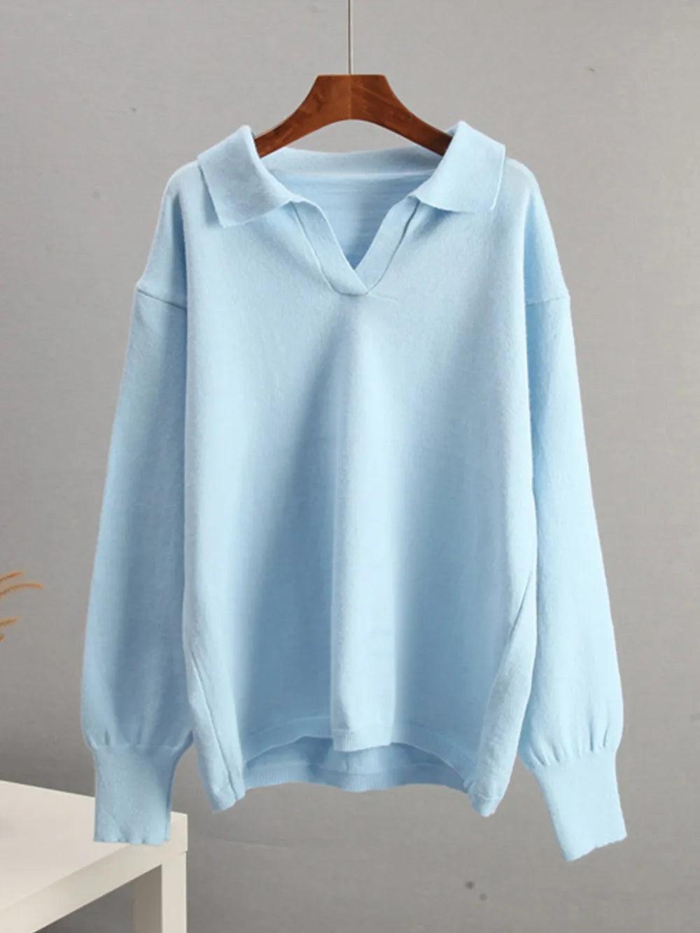 Johnny Collar Long Sleeve Top and Pants Sweater Set - Which Mark