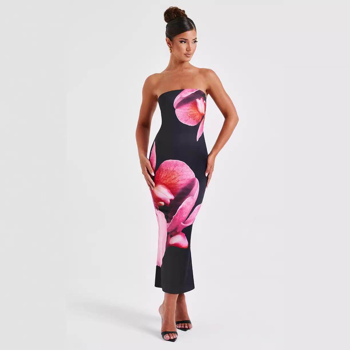 25 Edition – Backless Floral Draped Tube Maxi Dress (NICHE) - Which Mark