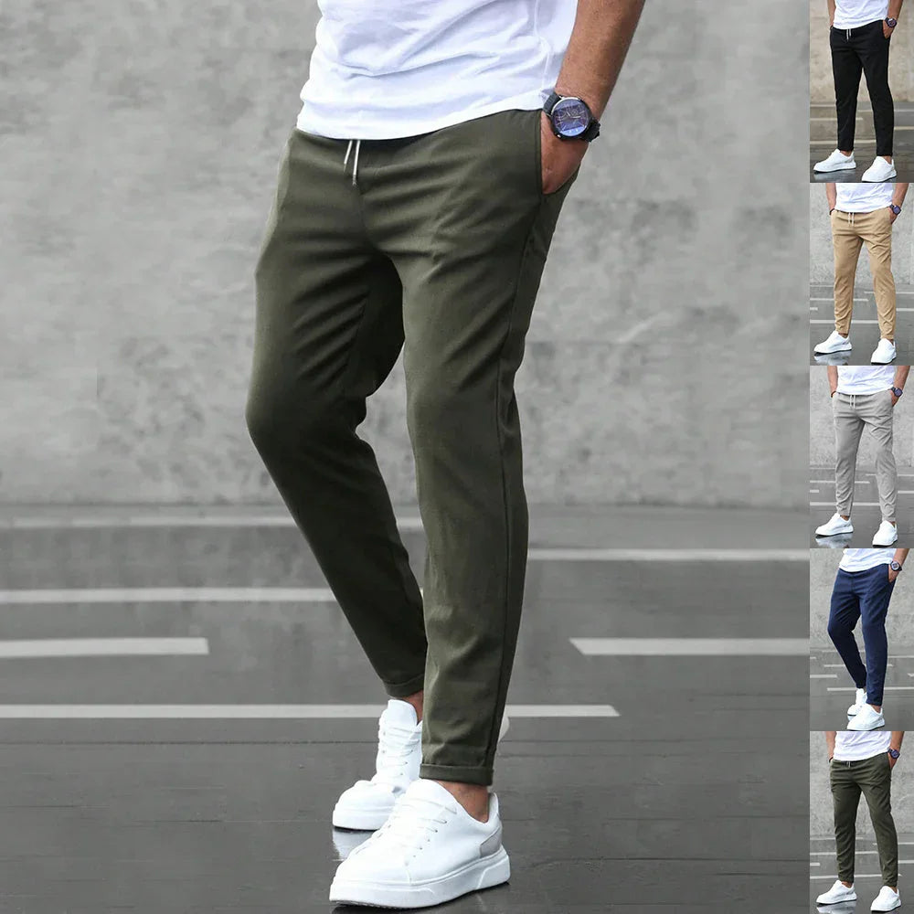 DenimDare™ Men’s Slim Fit Casual Pants With Drawstring & Pockets - Which Mark