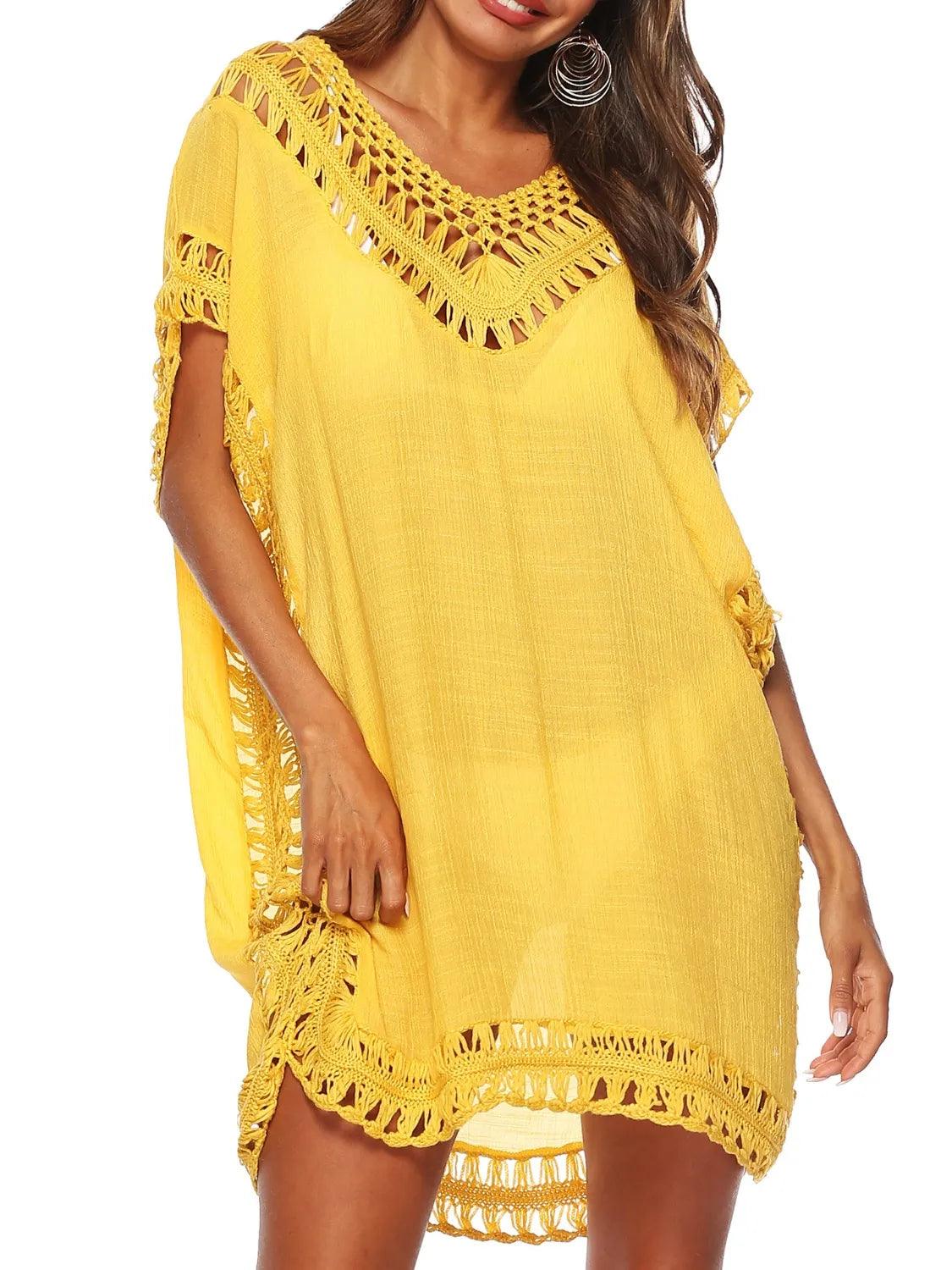 Bohemian Crochet Trim Beach Cover Up Dress - Which Mark