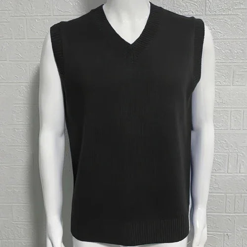 Knitwear Street Slim Fit V-neck Sleeveless Vest Sweater Men - Which Mark