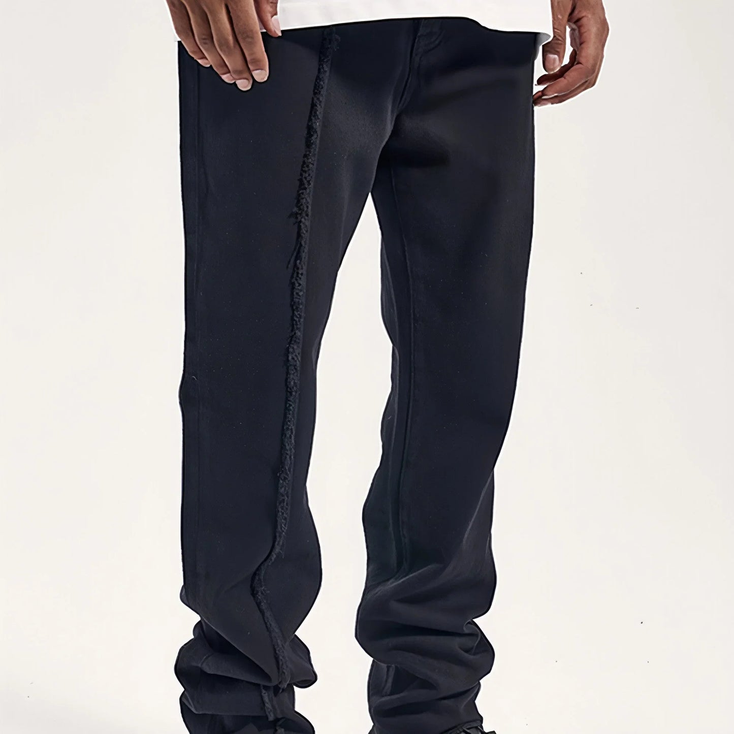 UrbanEase™ High Street Dark Solid Black Vintage Jeans Men - Which Mark