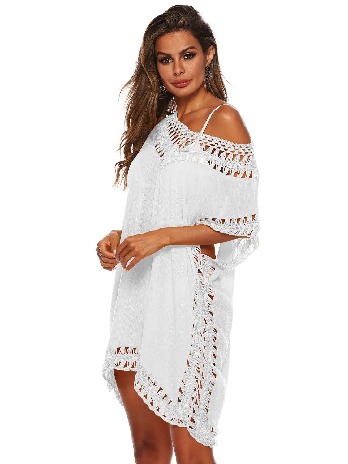 Bohemian Crochet Trim Beach Cover Up Dress - Which Mark
