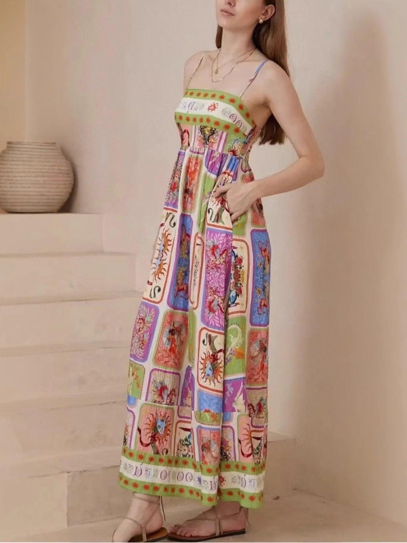 Printed Square Neck Cami Dress - Which Mark