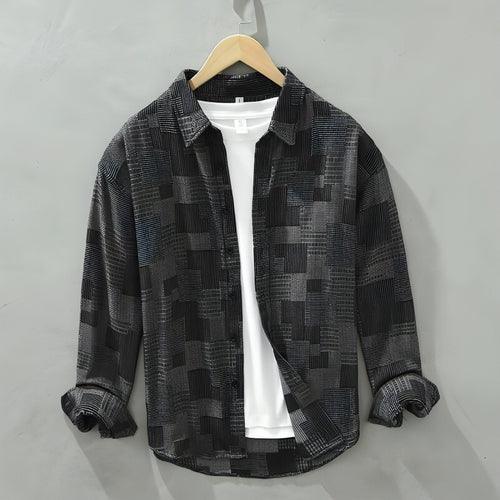 Jacquard Color Matching Casual Denim Long-sleeved DressShirt Men's - Which Mark