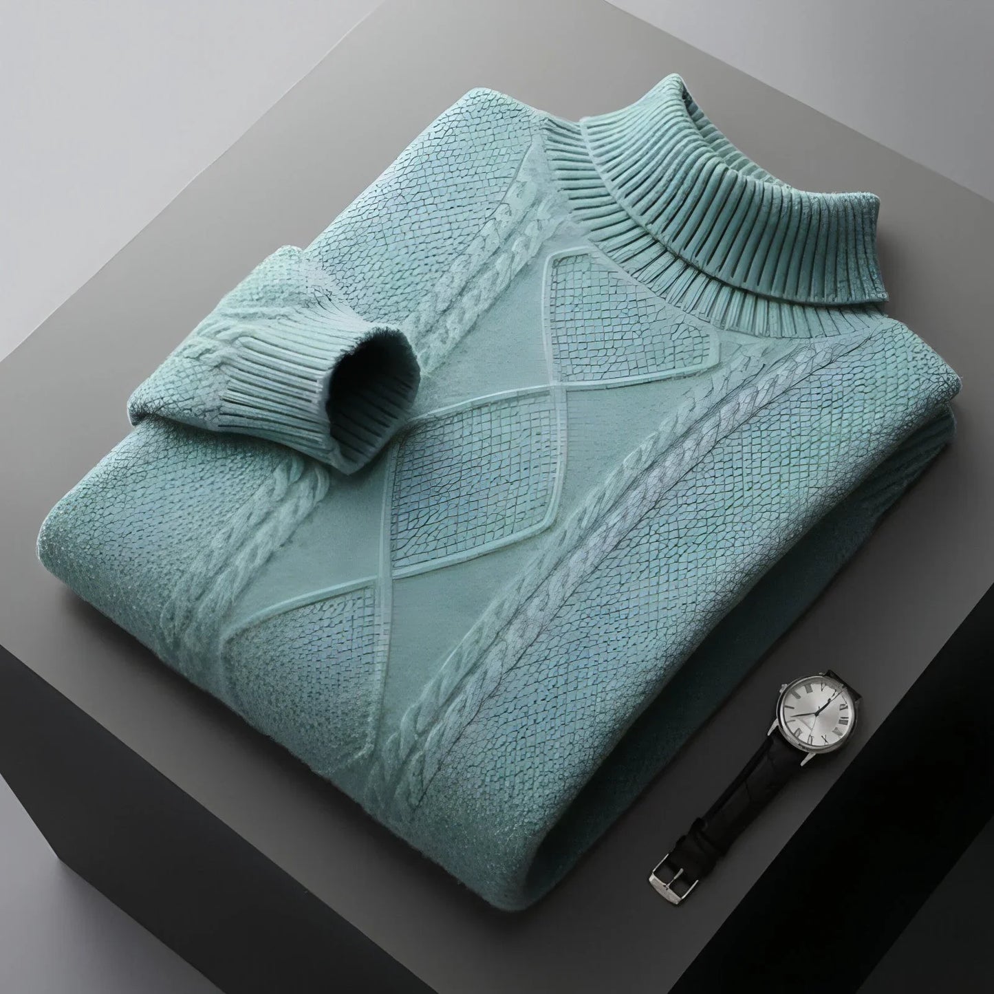 Men's Lapel High Collar Thick Loose Casual Knitted Sweater - Which Mark