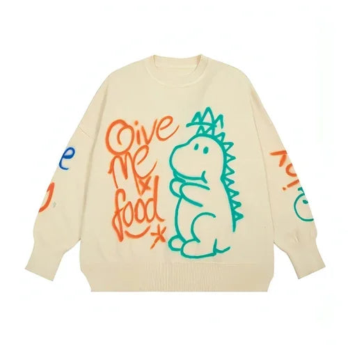 Graffiti Printed Loose Warm Sweater Women - Which Mark