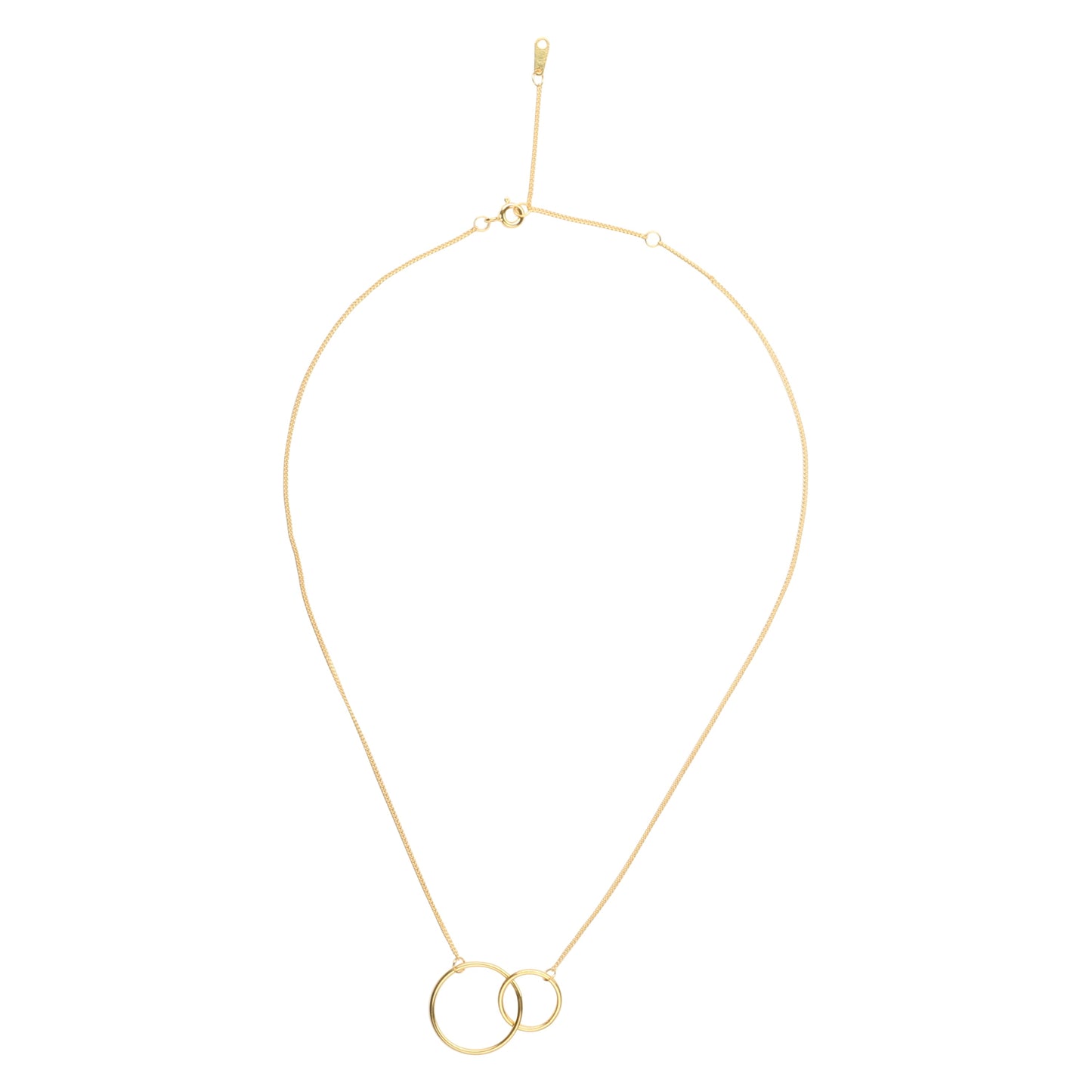 14K Gold Plated Two Circle Interlocking Pendant Necklace - Which Mark