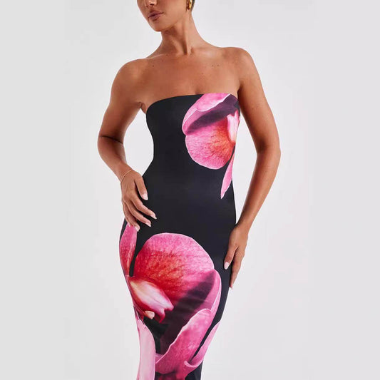 25 Edition – Backless Floral Draped Tube Maxi Dress (NICHE) - Which Mark