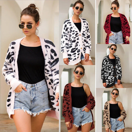 UrbanFur™ – Long Sleeve Leopard Knit Cardigan - Which Mark