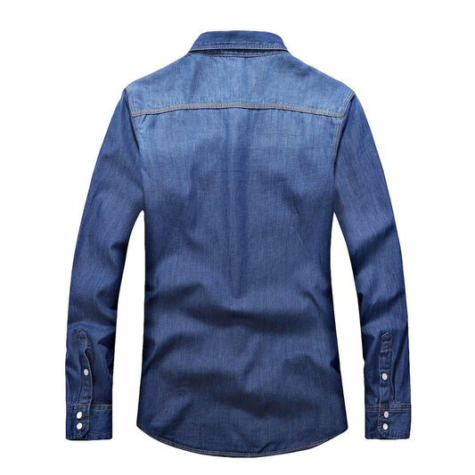 Men's Slim Fit Denim Long Sleeve DressShirt - Which Mark