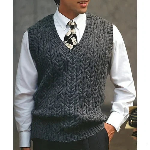 Knitted Vest V-neck Sweater Solid Color Casual - Which Mark