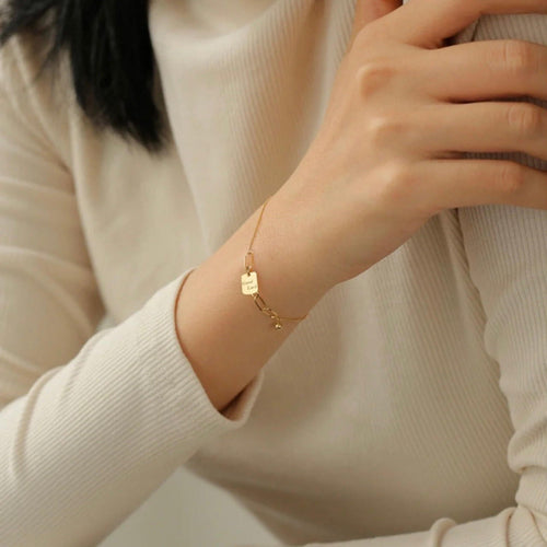18K Gold Square Necklace Bracelet For Women - Which Mark