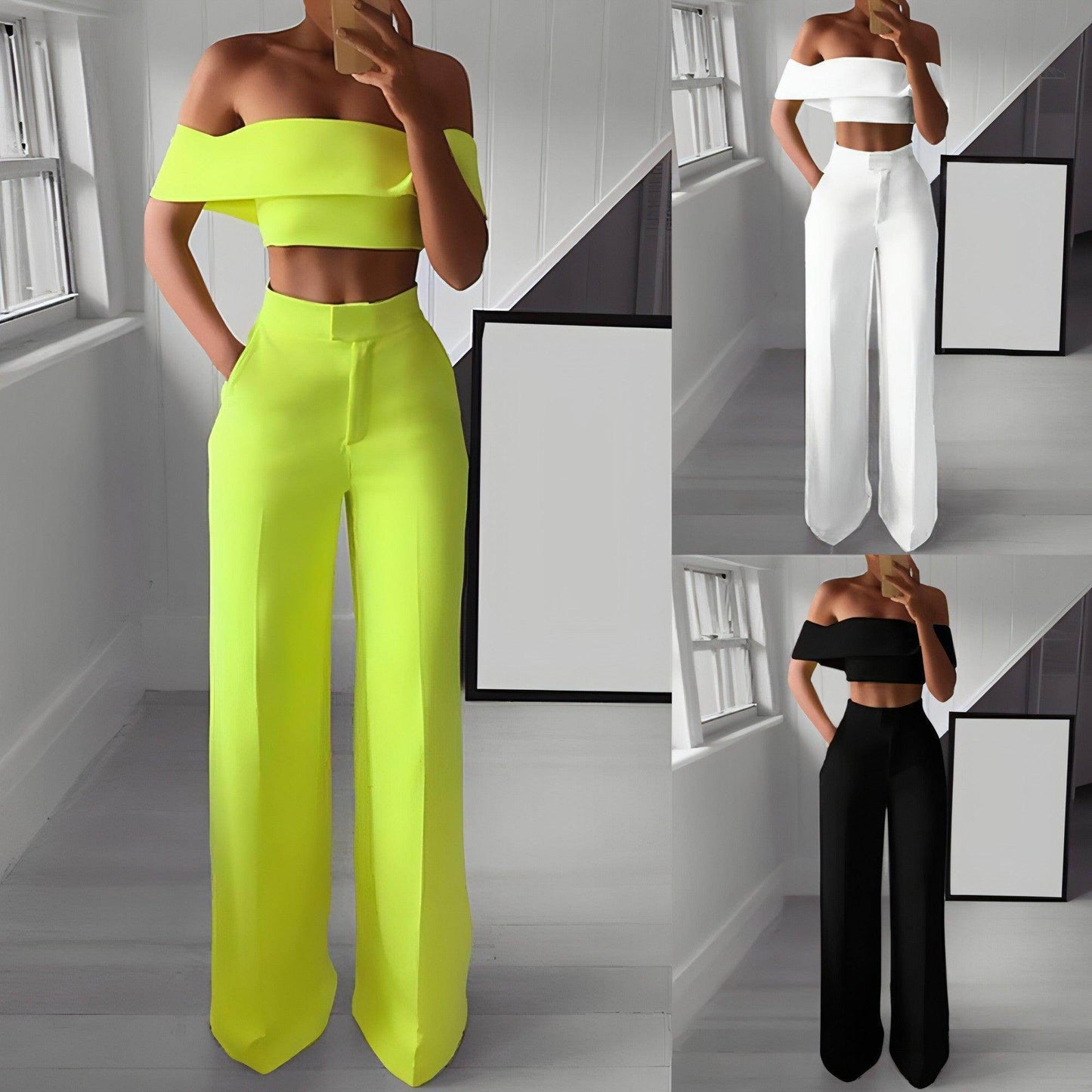 FlexiChic™ – Wide Leg Pants & Crop Top Two-Piece Set - Which Mark