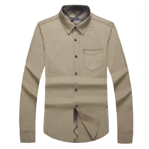 Solid Color Men's Military Dress Shirt Style Slim Fit - Which Mark