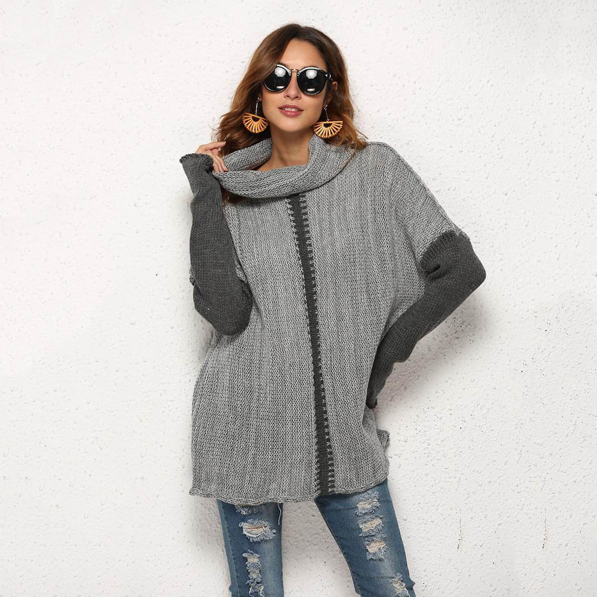 A1. Women's Knitted Pullover Sweater With Holes In Fingers - Which Mark