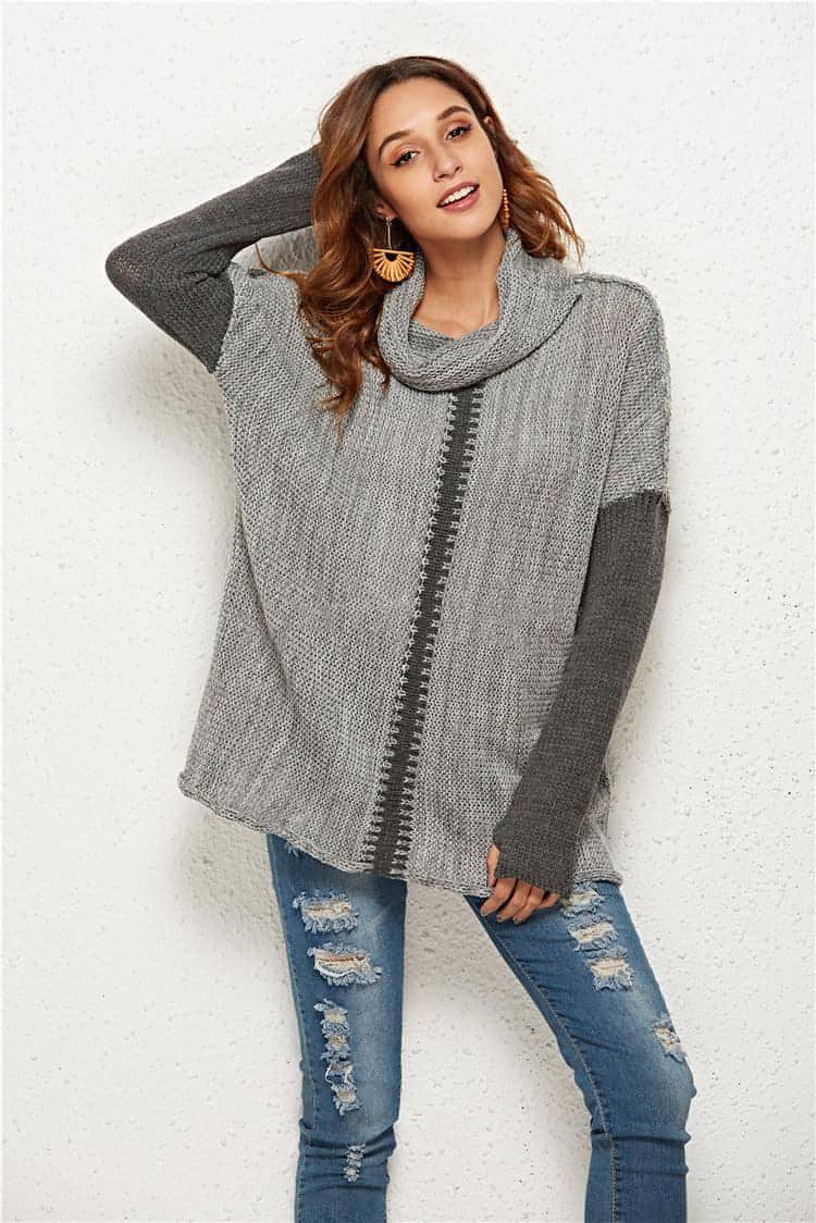 A1. Women's Knitted Pullover Sweater With Holes In Fingers - Which Mark