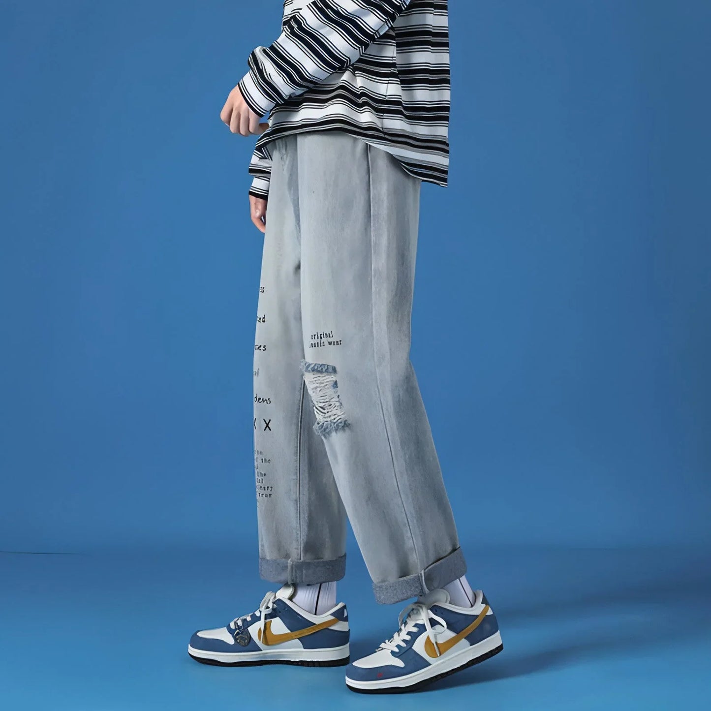 Spring Casual Jeans Men Washed Loose - Which Mark