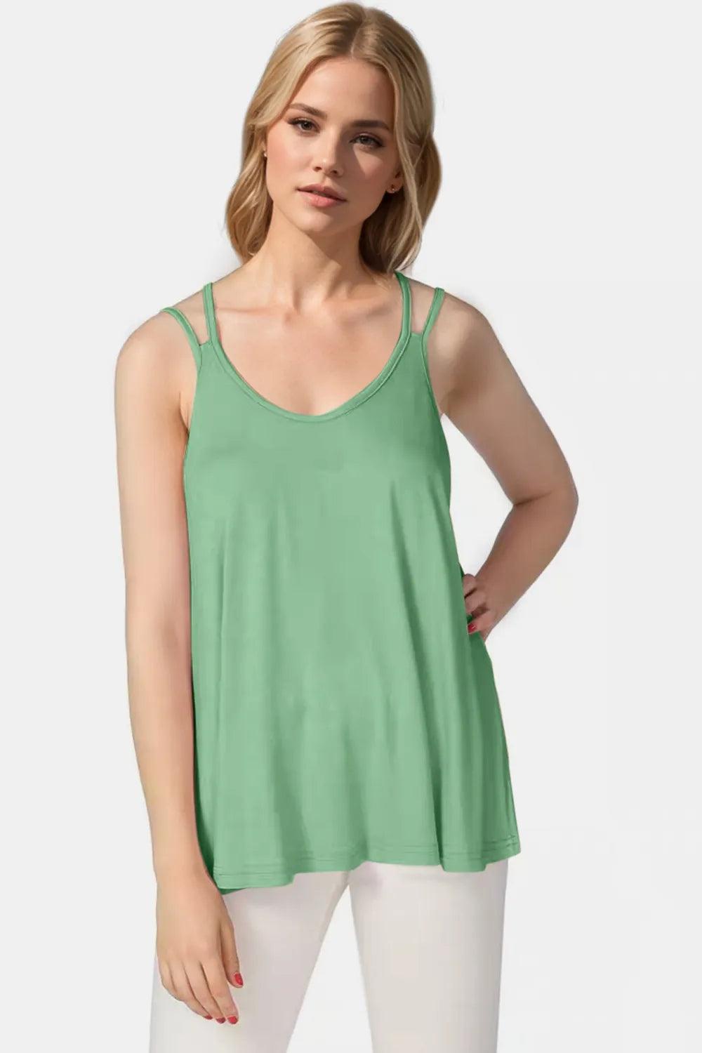 Basic Bae Bamboo Scoop Neck Double Spaghetti Straps Cami - Which Mark