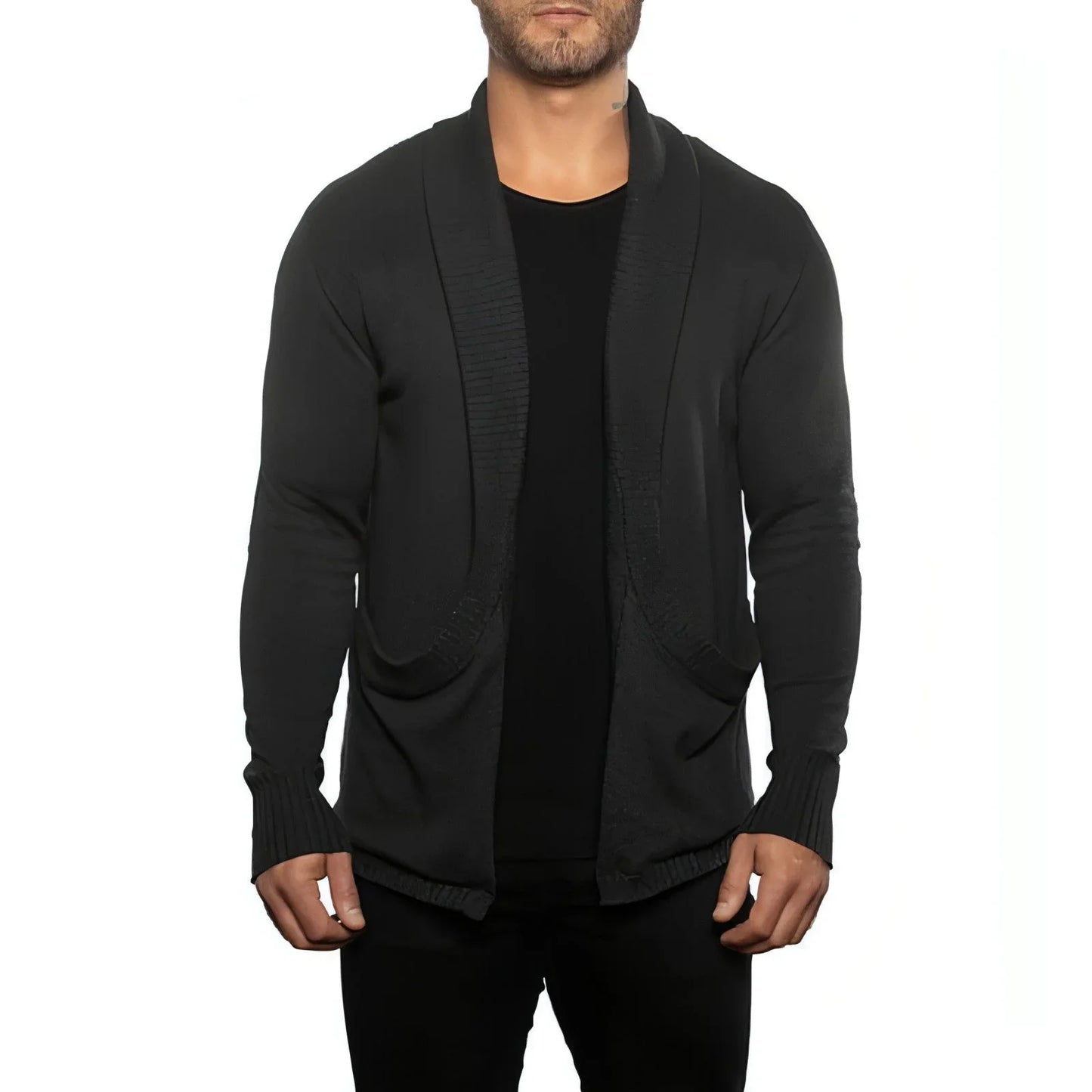 Solid Color Cardigan Sweater With Pockets Casual Men's Long-sleeved - Which Mark