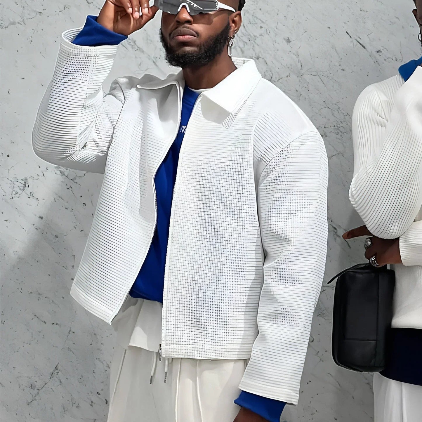 Men's Solid Color Fashion Tracksuit Top Casual Pants Two-piece Set - Which Mark