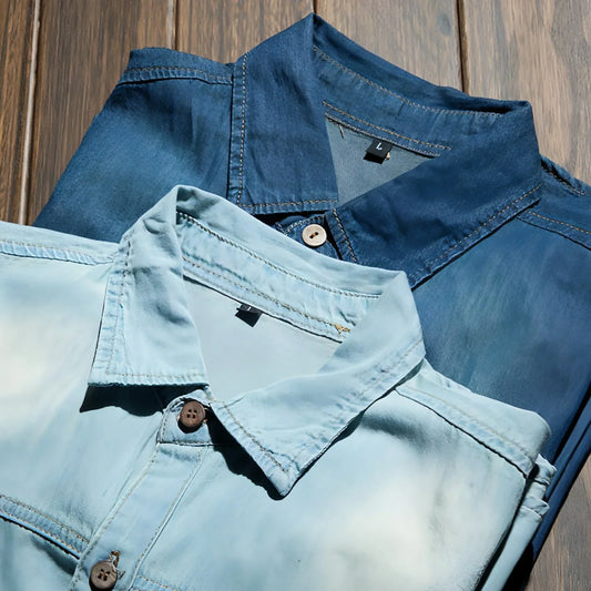 Long Sleeve Denim DressShirt Jacket Slim Style Men's Thin - Which Mark