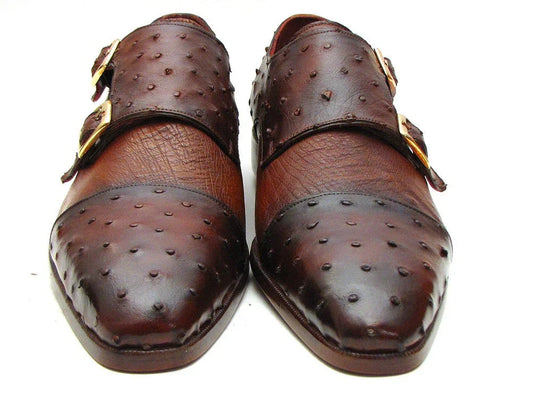 Paul Parkman Brown & Tobacco Genuine Ostrich Double Monkstraps - Which Mark