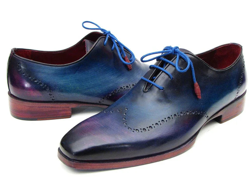 Paul Parkman Blue & Purple Wingtip Oxfords (ID#084VX55) - Which Mark
