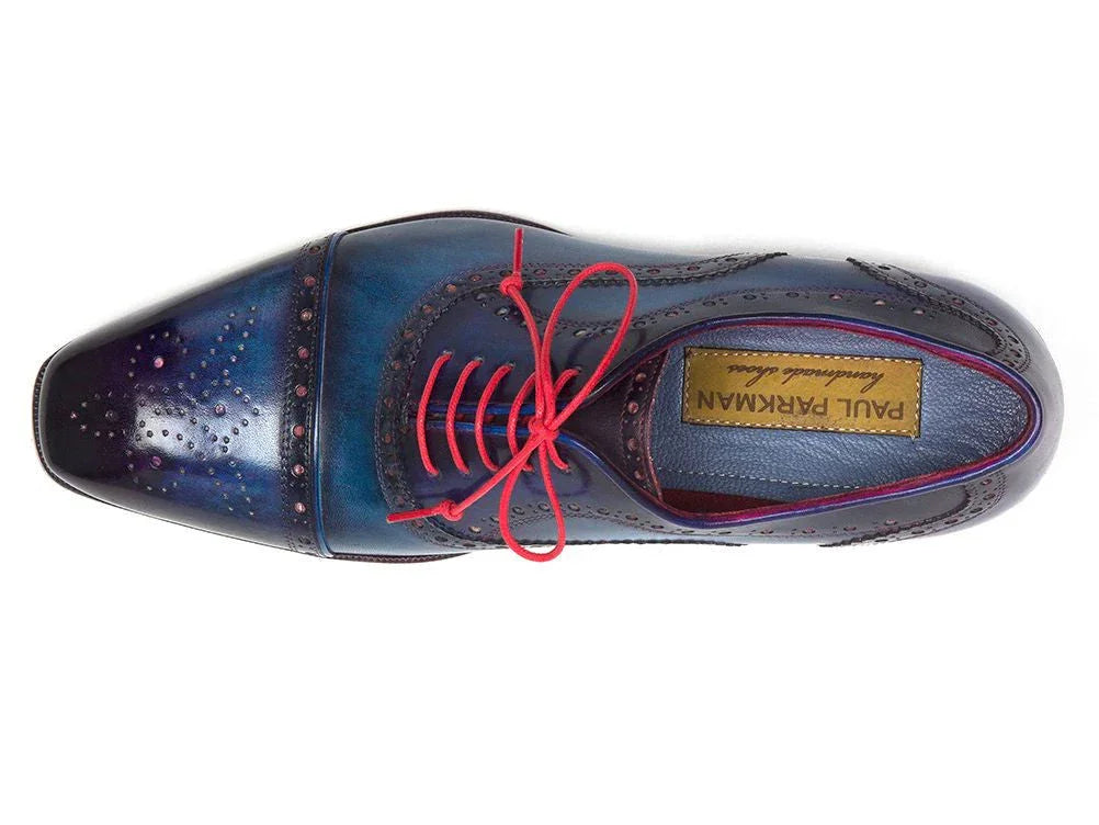 Paul Parkman Men's Captoe Oxfords Blue & Parliament (ID#024-PARL) - Which Mark