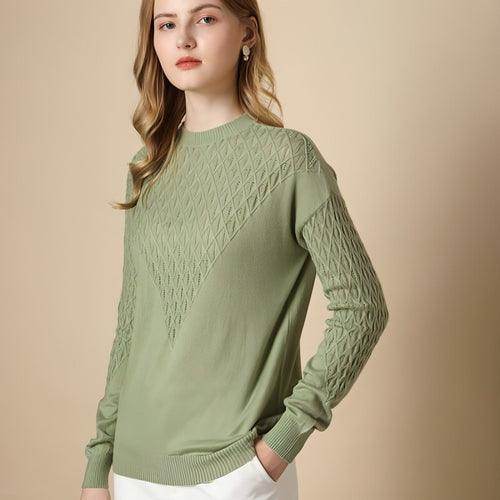 Pure Color Hollow Knitted Sweater Women Half High Fashion - Which Mark