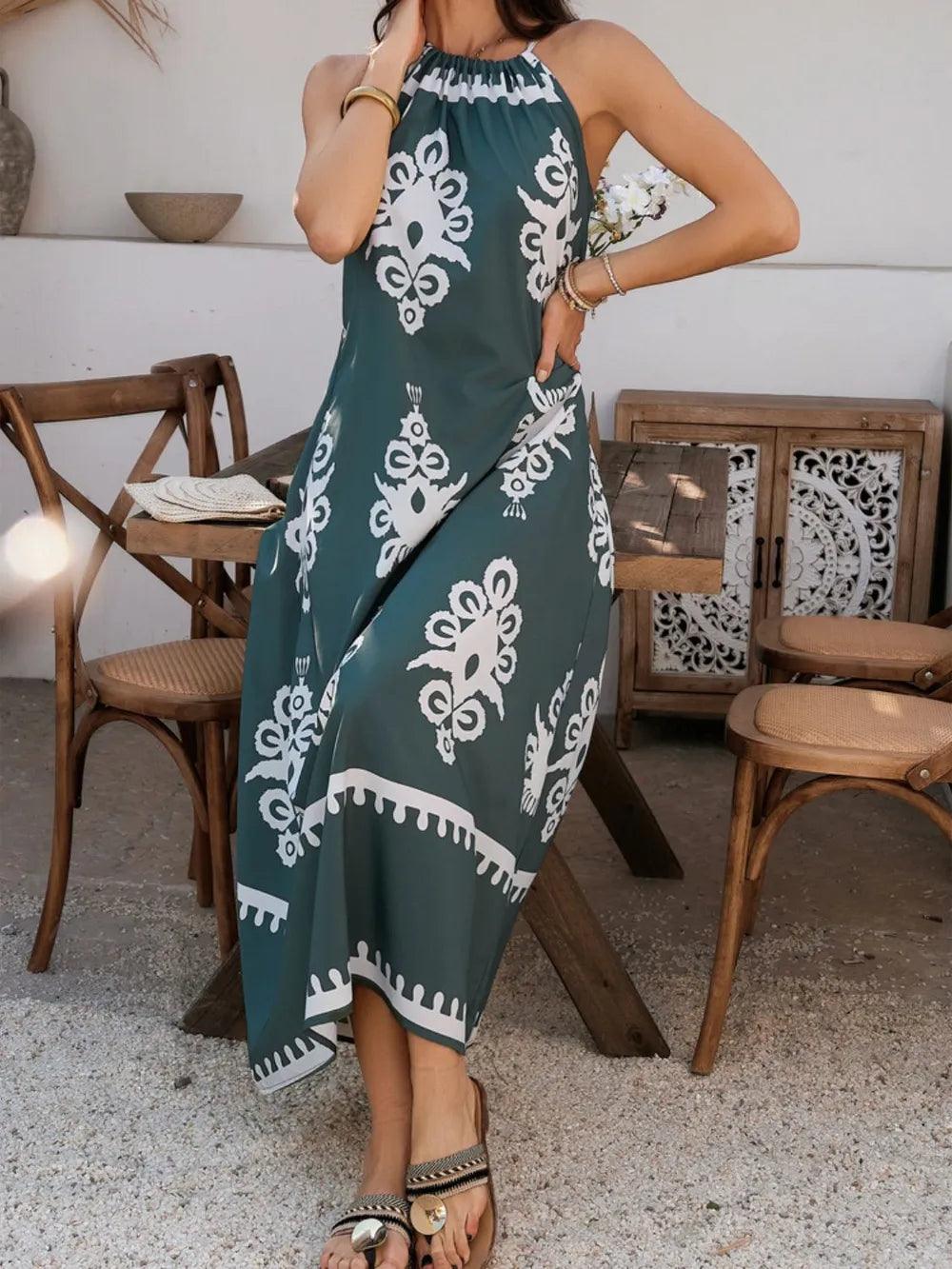 Devine Grecian Neck Printed Maxi Dress - Which Mark