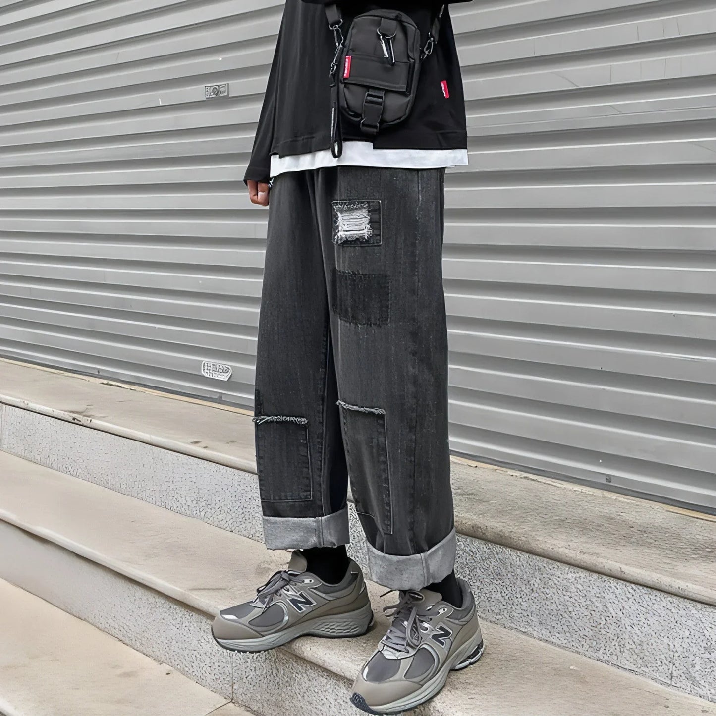 DenimDare™ Trousers Ripped Jeans Men Loose Straight Leg - Which Mark
