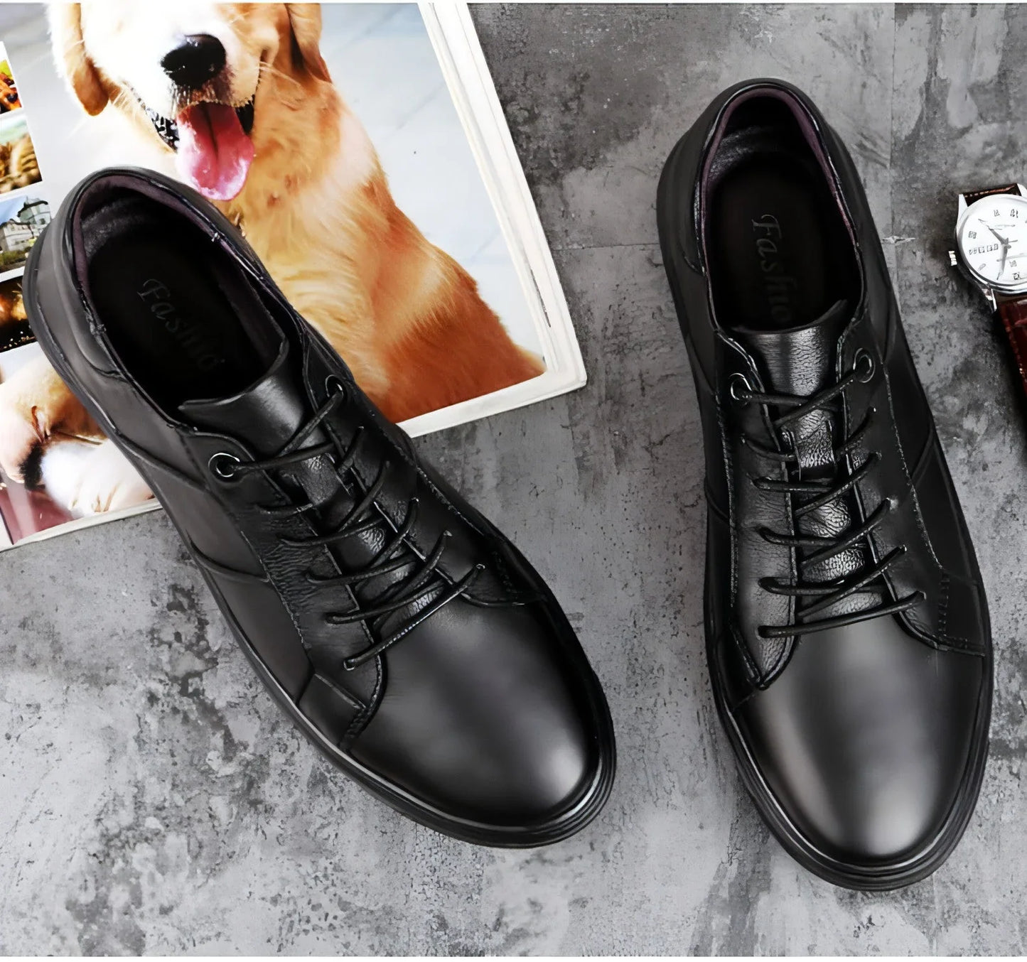 Men's casual fashion breathable top leather shoes - Which Mark