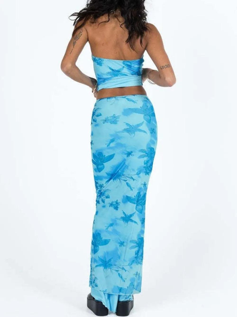 Printed Tube Top and Maxi Skirt Set - Which Mark