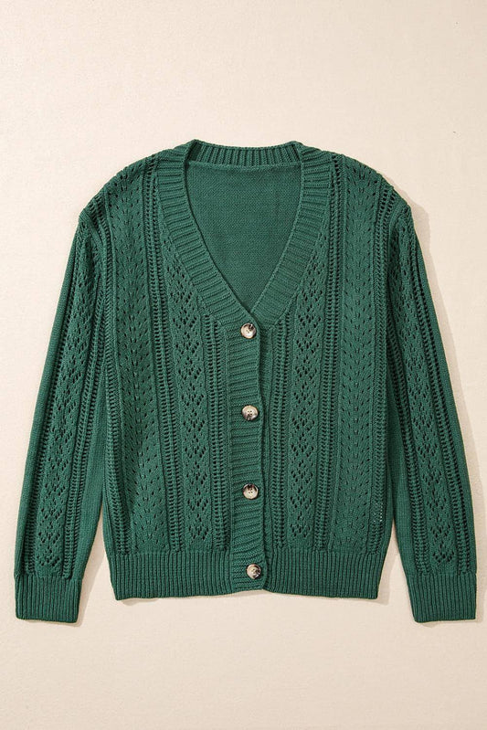 Canton Open Knit Drop Shoulder Sweater Cardigan - Which Mark