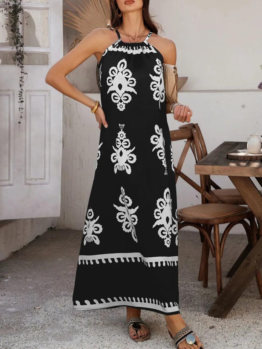 Devine Grecian Neck Printed Maxi Dress - Which Mark