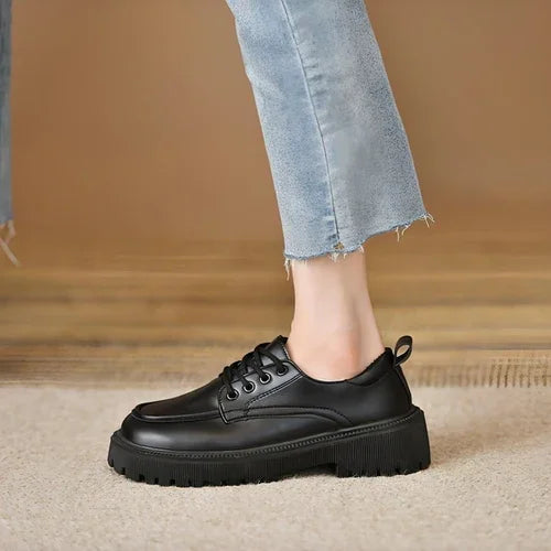 Platform Leather Shoes Women's British Style Slimming - Which Mark