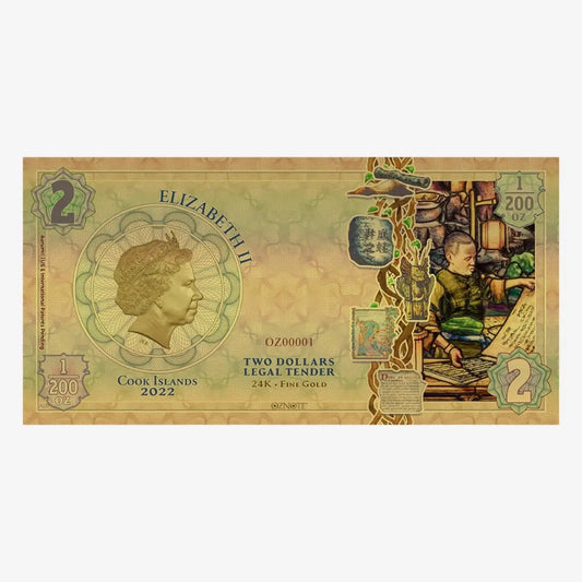 2022 Cook Islands DISCOVERY Threads of Light 24k Gold Note - Which Mark