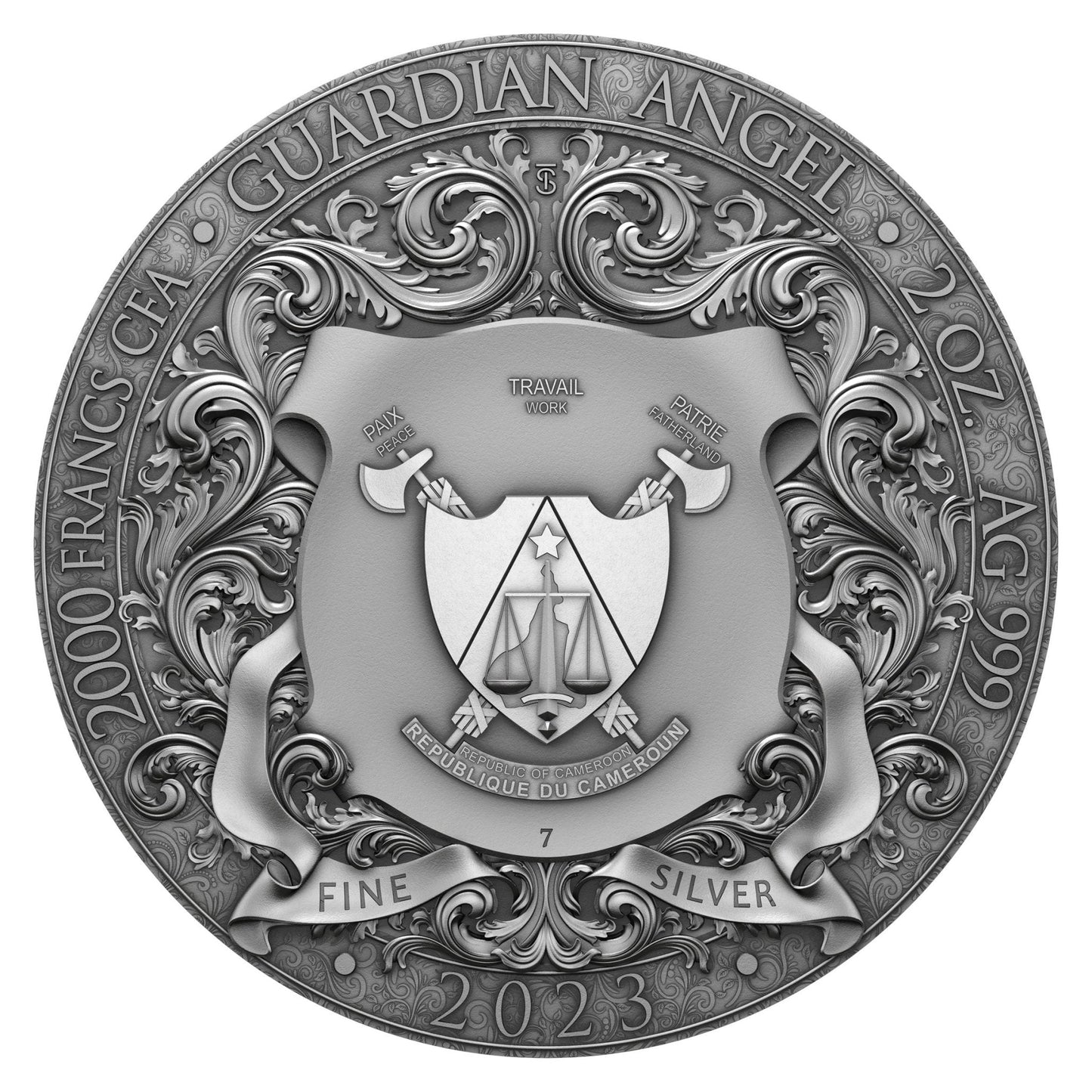 2 oz Silver GUARDIAN ANGEL Coin MS70 2023 Cameroon - Which Mark