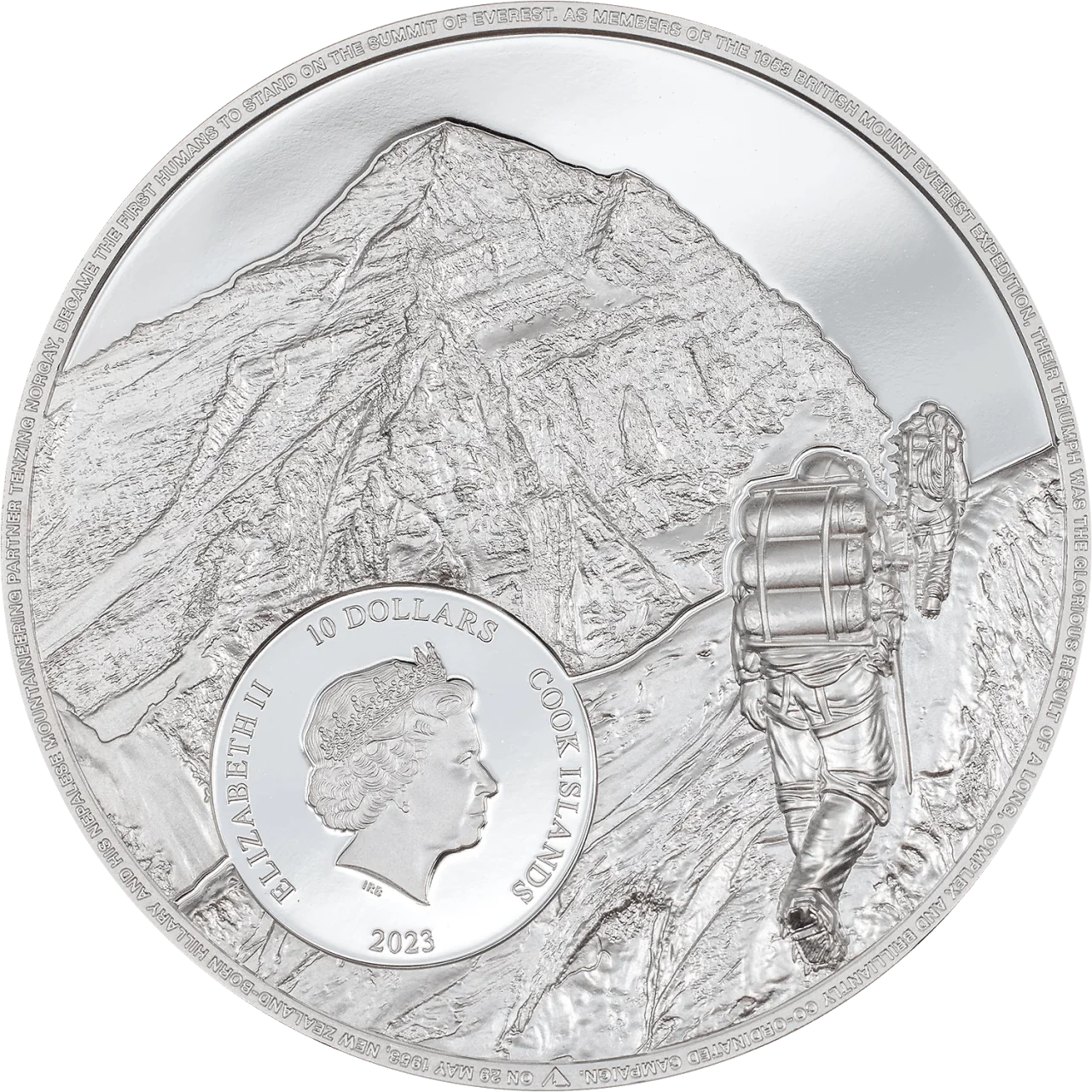 2 oz Silver MOUNT EVEREST First Ascent Coin 2023 Cook Islands - Which Mark
