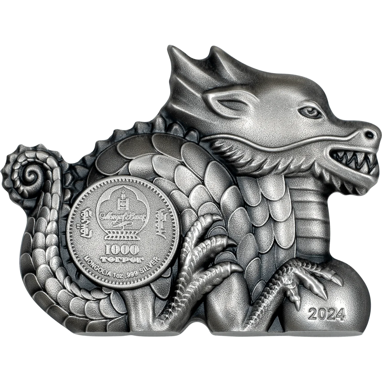 1 oz Silver GREAT SILVER DRAGON Coin 2024 Mongolia - Which Mark