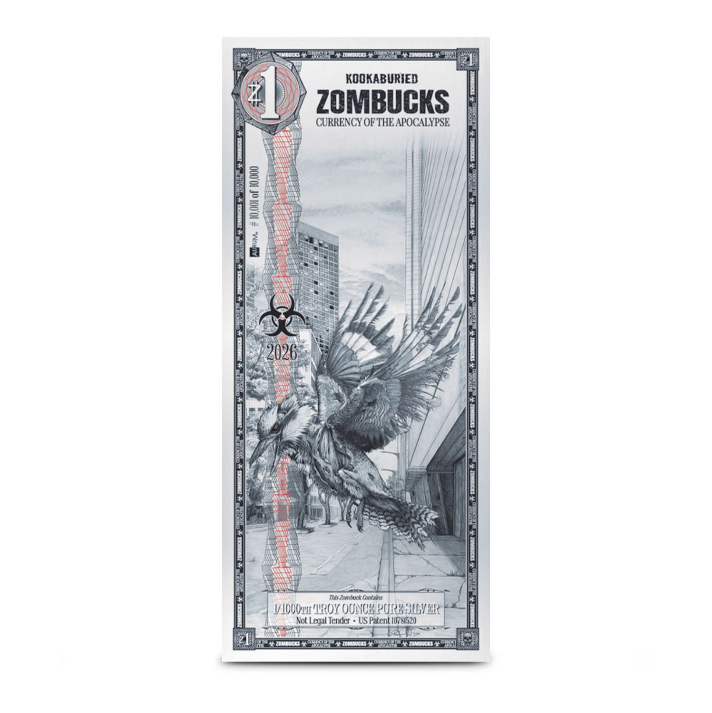 2026 Zombucks KOOKABURIED 1/1000 oz Silver Note - Which Mark