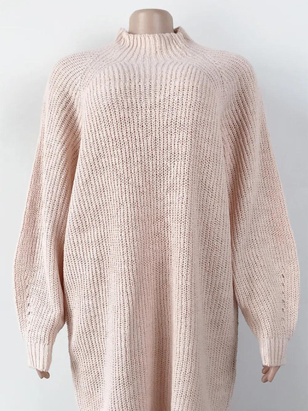 Mock Neck Dropped Shoulder Sweater Dress - Which Mark