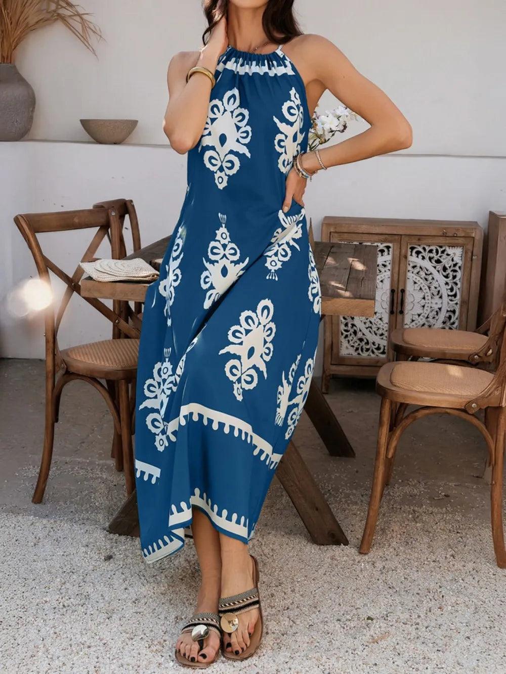 Devine Grecian Neck Printed Maxi Dress - Which Mark