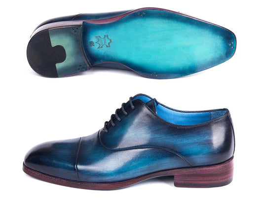 Paul Parkman Men's Captoe Oxfords Blue & Turquoise (ID#1744-BTQ) - Which Mark