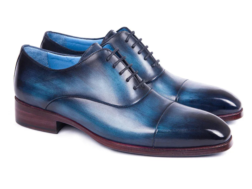 Paul Parkman Men's Captoe Oxfords Blue & Turquoise (ID#1744-BTQ) - Which Mark