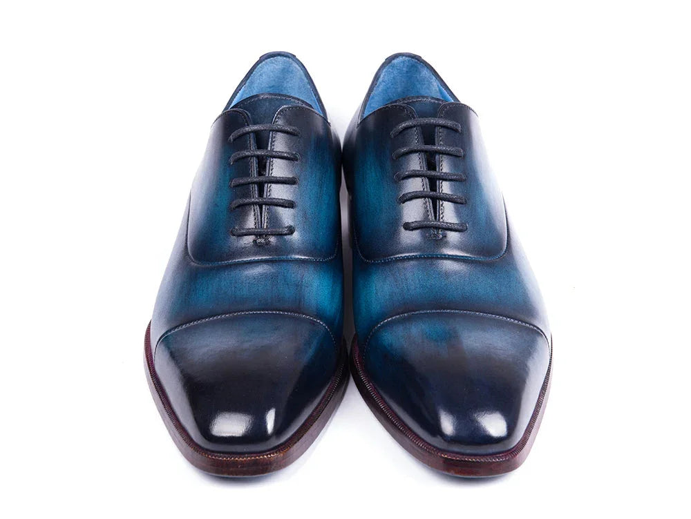 Paul Parkman Men's Captoe Oxfords Blue & Turquoise (ID#1744-BTQ) - Which Mark