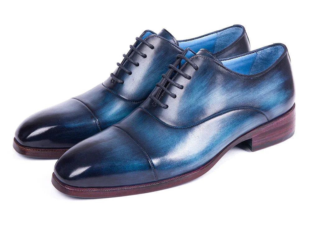 Paul Parkman Men's Captoe Oxfords Blue & Turquoise (ID#1744-BTQ) - Which Mark