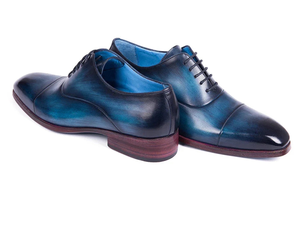 Paul Parkman Men's Captoe Oxfords Blue & Turquoise (ID#1744-BTQ) - Which Mark