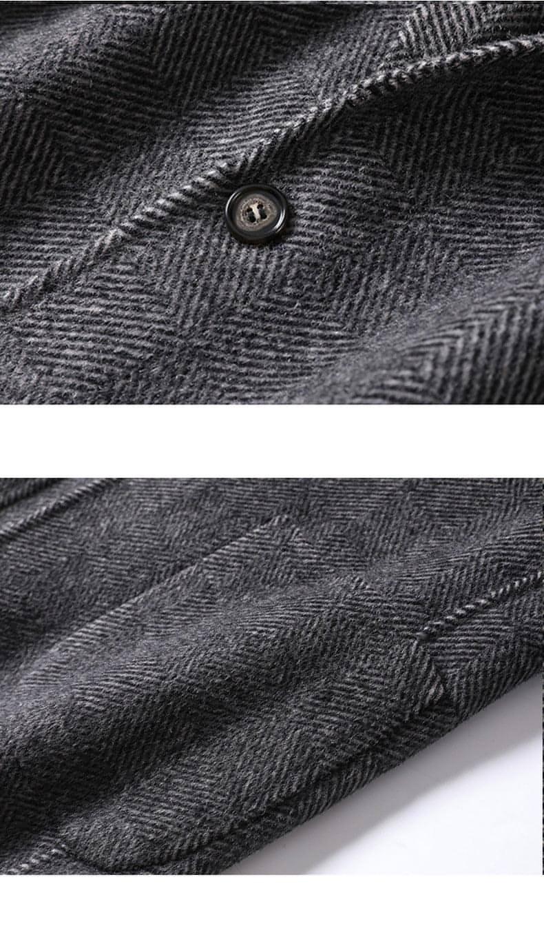 Cashmere Wool Trench Coat Winter Plaid Long Casual Coat Jacke Men - Which Mark